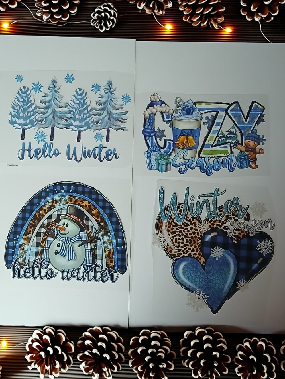 Ready to Press Winter DTF Transfers Set of 4 Hello Winter Cozy Season